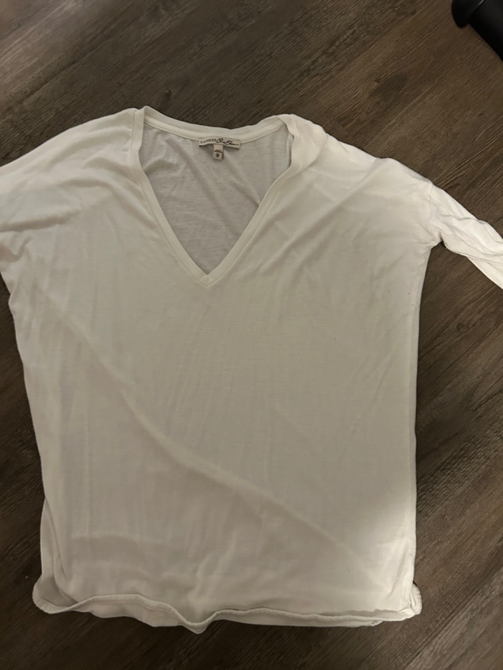 Express White V-Neck Tee
